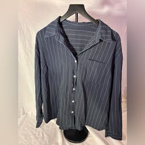 Vertical Pinstripe Cotton Button Up